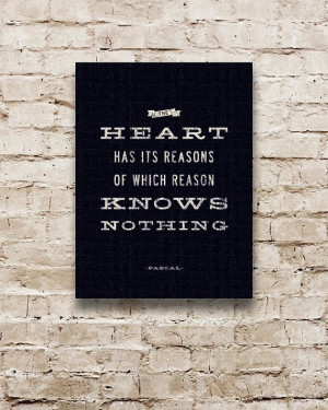 THE HEART Stretched Canvas Art. Inspirational Quote. Typography Print ...
