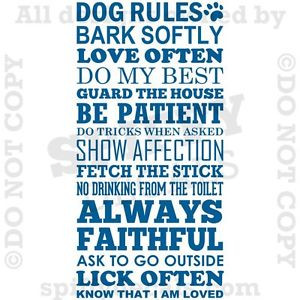 DOG-RULES-HOUSE-HOME-FAMILY-LOVE-LICK-PET-Quote-Vinyl-Wall-Decal-Decor ...