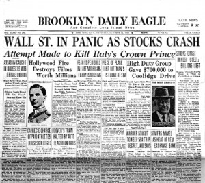 The Brooklyn Daily Eagle’s front page after the Oct. 24, 1929 stock ...