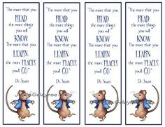 Kids Instant Printable Bookmarks Beatrix Potter Mouse with Quote by Dr ...