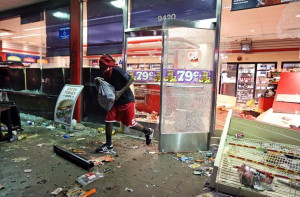 This was the scene in Ferguson, Missouri last night as looters trashed ...