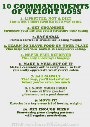 10 Commandments of Weight Loss