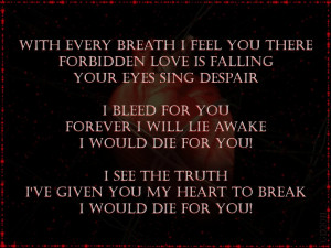 Black Veil Brides Song Quotes Bvb die for you lyrics by