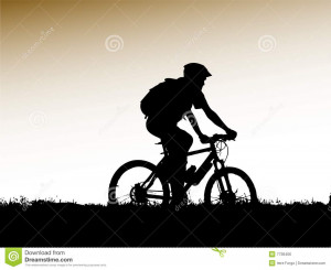 Mountain biker girl silhouette on white background (with vector EPS ...