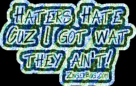 Glitter Graphic Comment: Haters Hate Blue Glitter Text