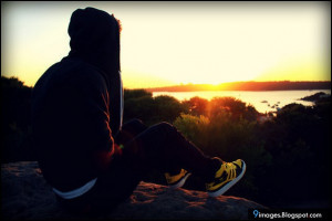 Sunset, cute, sad, alone, boy, lonely, lake