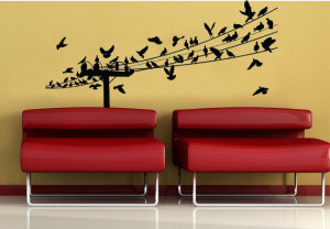 Birds roosting on a wire Vinyl Lettering wall words quotes graphics ...