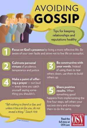 Christian Tips For Avoiding Gossip - I would add _ If it's not your ...