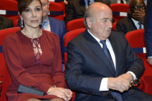 Sepp Blatter, right, sits next to his girlfriend Linda Gabrielian ...