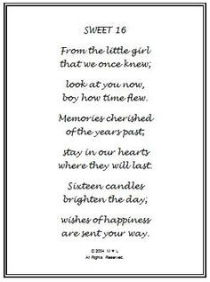 happy sweet sixteen birthday poem | 16th Birthday Wishes Gift Frame ...