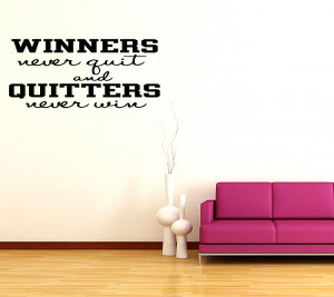 Details about WINNERS NEVER QUIT ~ Sports Vinyl Wall Quote Decal ...