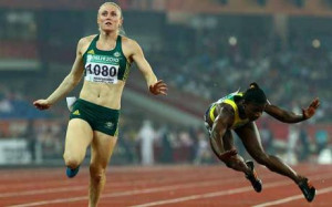 Strewth: Sally Perason (left) becomes Australia's first 100m chamopion ...