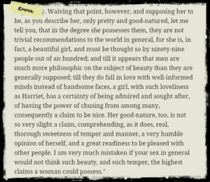 Jane Austen quote from Emma, who is talking with Mr. Knightley about ...