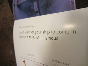 hung the calendar on the wall and admired the boats in the harbor ...