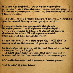 Letter to Jocelyn A Knights Tale