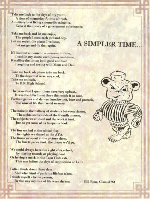 By Bill Booe, Class of 1964 (Bill read this poem at the reunion