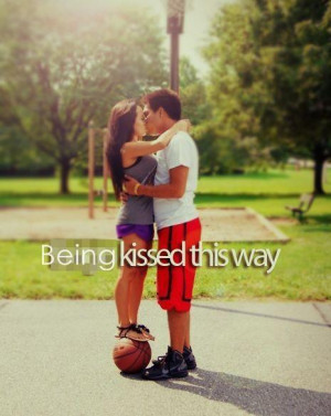 basketball, couple, kiss, love, players