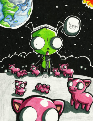 Invader ZIM: GIR Piggies-Done- by Lavenkitty