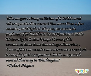 The mayor's strong criticism of FEMA and