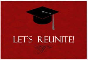 30 year invitation red with black graduation cap