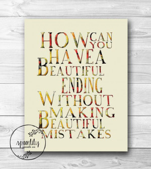 Beautiful Mistakes Quote, Quote print, art typography print wall decor ...