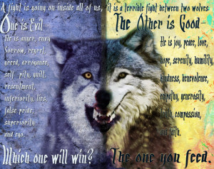 The one you feed, cherokee legend,wolf art,painting,poster,nature art ...