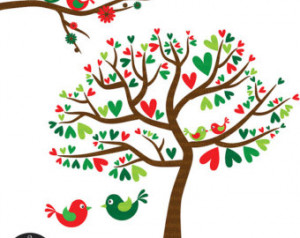 red love birds clip art