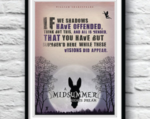 Dream, Shakespeare quote, Shakespeare poster, quote print, puck ...