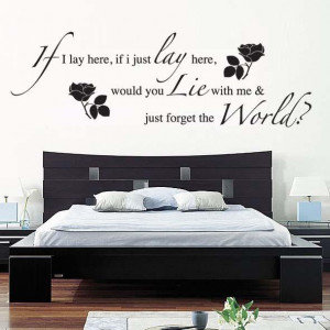 Flower Wall sticker with Black Romantic Quotes Vinyl Home Decoration