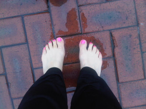 Walking barefoot in sydney in the rain!