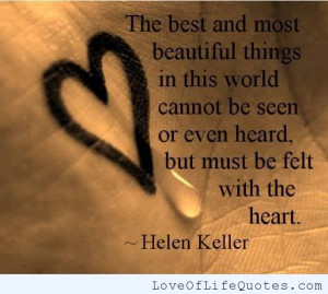 Helen Keller quote on Beautiful things