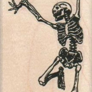 Rubber stamp Halloween dancing skeleton bones unMounted scrapbook ...