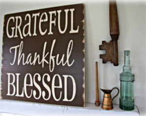 Typography Sign Wall Decor- Gratefu l Thankful Blessed - Antiqued ...