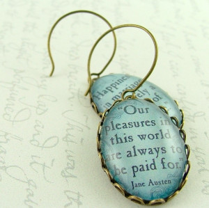 Jane Austen Literary Book Quote Earrings - Happiness in marriage is ...