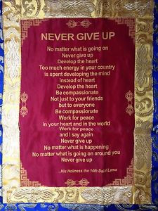 Details about Dalai Lama Quote Never Give Up Wall Hanging Scroll ...