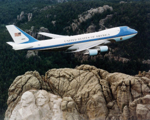 Air ForceOne over Mt. Rushmore