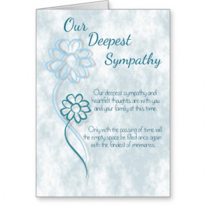 Our Deepest Sympathy Blue Flowers Sentiment Words Greeting Card
