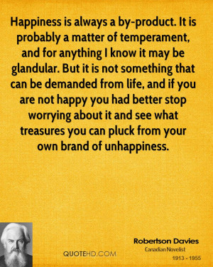 Happiness is always a by-product. It is probably a matter of ...