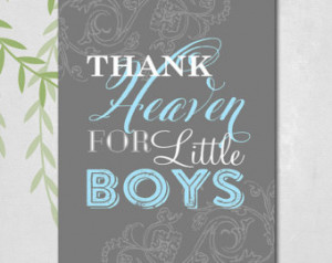 quote wall art - blue and gray nursery - thank heaven for little ...