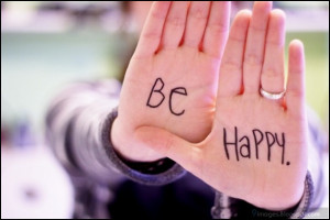 Quote, be-happy, girl, hand, cute