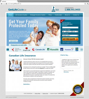 Website for Get Life Quote : Home page