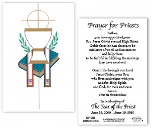 Symbolic Chalice with Year of the Priest Prayer - Pack of 100 Paper ...