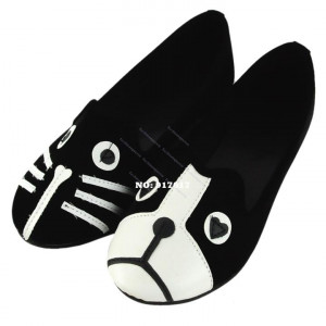 Fashion Women's flats shoes Cute Cat Dog Face Low Heel Comfort Shoes ...