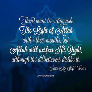 ... light of Allah with their mouths, but Allah will perfect His light