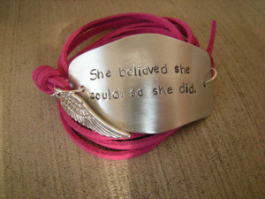 Gift, She believed she could, Motivational Quote wrap bracelet ...