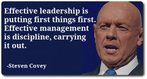 Effective leadership is putting first things first. Effective ...