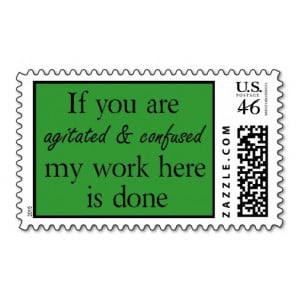 Green funny quotes postage stamp office humor joke
