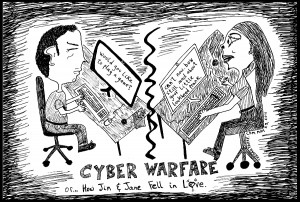 political cartoon panel parody of china u.s. cyber war lockheed martin ...