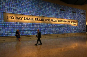 quote from the Roman poet Virgil fills a wall of the NYC 9-11 museum ...