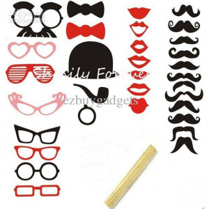 Set of 32 Mustache On A Stick Masks Photo Booth Props Wedding Kids ...